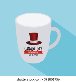 Isolated mug with text and a hat for canada day celebrations