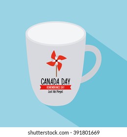 Isolated mug with text and a wind toy for canada day celebrations