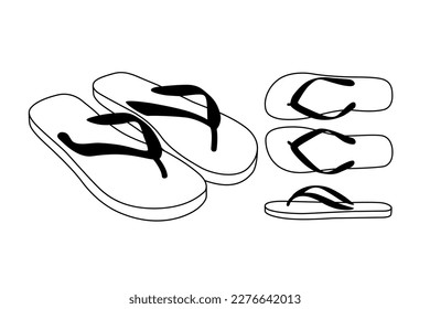 Isolated multi-angle summer slipper icon with white background