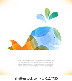 Isolated multicolor whale, blower