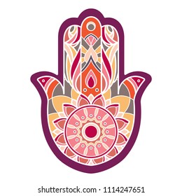 Isolated multicolored hamsa hand on white background