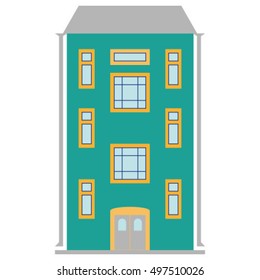 Isolated multi-storey building, cartoon vector