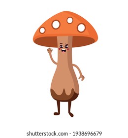 Isolated mushroom cartoon kawaii. Cartoon of a vegetable - Vector illustration
