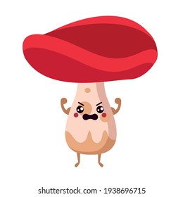 Isolated mushroom cartoon kawaii. Cartoon of a vegetable - Vector illustration