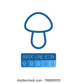 Isolated Mushroom Outline. Champignon Vector Element 