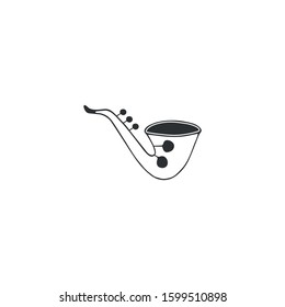 Isolated music icon, logo element. Vector hand drawn saxophone. For music shops and cafe, for musicians, jazz performers and singers. Business identity and branding.