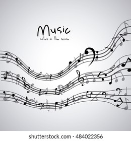 Isolated music note icon. Sound melody pentagram and musical theme. Vector illustration