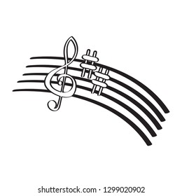 Isolated music pentagram image. Vector illustration design