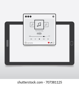 isolated music streaming player user interface application. flat design style vector illustration