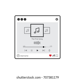 isolated music streaming player user interface application. flat design style vector illustration
