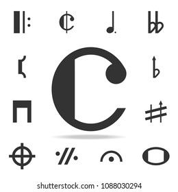 Isolated musical note, Common time icon. Detailed set of web icons and signs. Premium graphic design. One of the collection icons for websites, web design, mobile app on white background