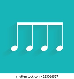 Isolated musical note on a blue background