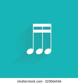 Isolated musical note on a blue background