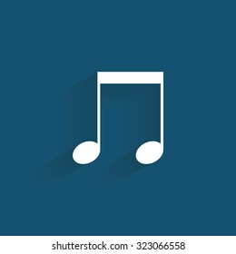 Isolated musical note on a blue background