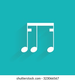 Isolated musical note on a blue background