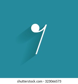 Isolated musical note on a blue background