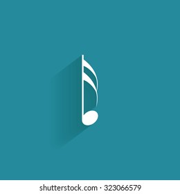 Isolated musical note on a blue background