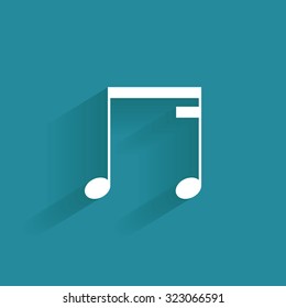 Isolated musical note on a blue background