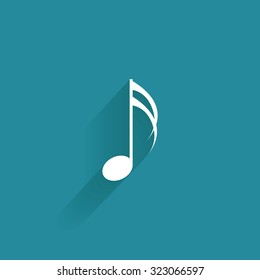 Isolated musical note on a blue background