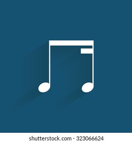 Isolated musical note on a blue background