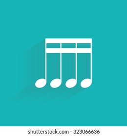 Isolated musical note on a blue background