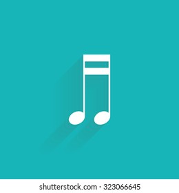 Isolated musical note on a blue background