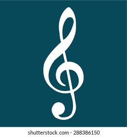 Isolated musical note on a colored background. Vector illustration