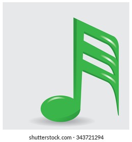 Isolated musical note on a grey background