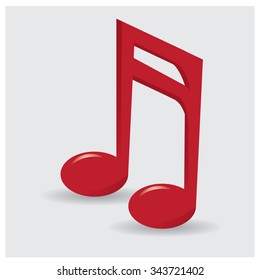 Isolated musical note on a grey background