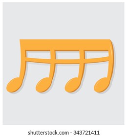Isolated musical note on a grey background