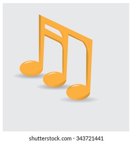 Isolated musical note on a grey background
