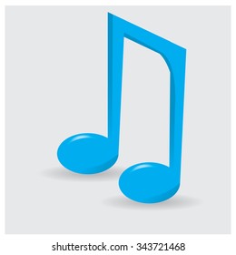 Isolated musical note on a grey background