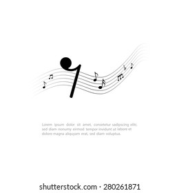 Isolated musical note on a white background. Vector illustration
