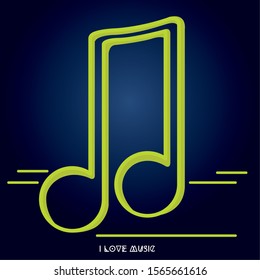 Isolated musical note over a colored background - Vector