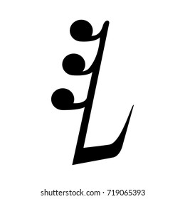 Isolated musical note silhouette on a white background, vector illustration