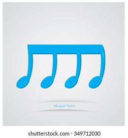 Isolated musical note and text on a grey background