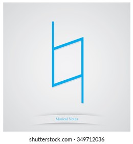 Isolated musical note and text on a grey background