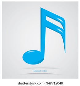 Isolated musical note and text on a grey background