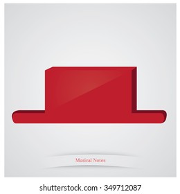 Isolated musical note and text on a grey background
