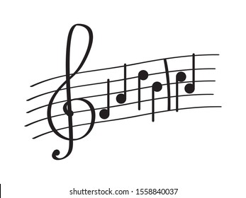 Isolated musical pentagram with musical notes - Vector illustration