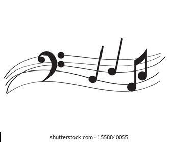 Isolated musical pentagram with musical notes - Vector illustration
