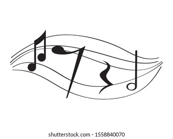 Isolated musical pentagram with musical notes - Vector illustration