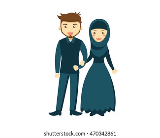 Isolated Muslim Couple Character - Blessed Muslim Marriage