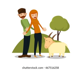 Isolated Muslim Couple Eid Al Adha Character - The Perfect Lamb