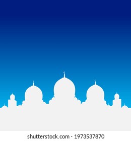 Isolated Muslim mosque flat design facade background. Flat Islamic colorful logo architectural objects. Abstract vector cartoon. Beautiful Muslim shrine icon illustration. Eastern cultural  landmark.