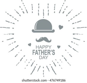 Isolated mustache, hat  and text with a heart for father's day celebrations