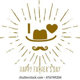 Isolated mustache, hat  and text with a heart for father's day celebrations