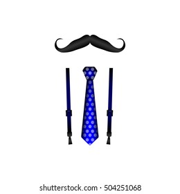 Isolated mustache and a necktie, Hipster Vector illustration