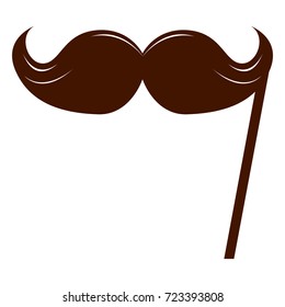 Isolated mustache on a stick, Vector illustration