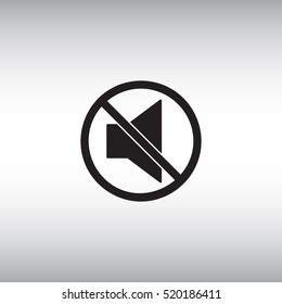 Isolated mute vector icon. Mute button flat sign. Sound off vector pictogram. Soundless mode vector symbol. Volume turn off menu icon.